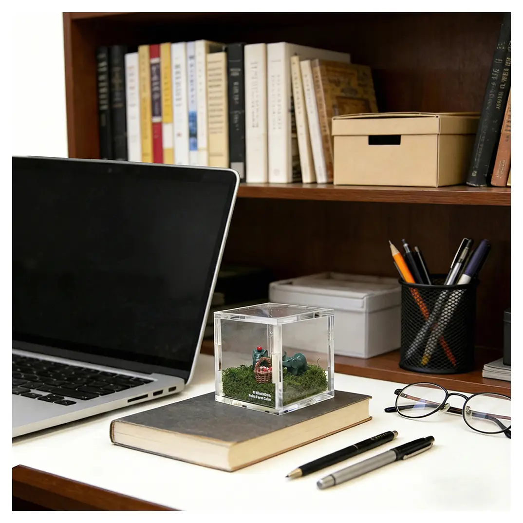 Palm Farm | Little Elephant Pair Cube - Clear Cube Decorative Display Box